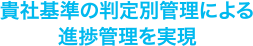 貴社基準の判定別管理による進捗管理を実現